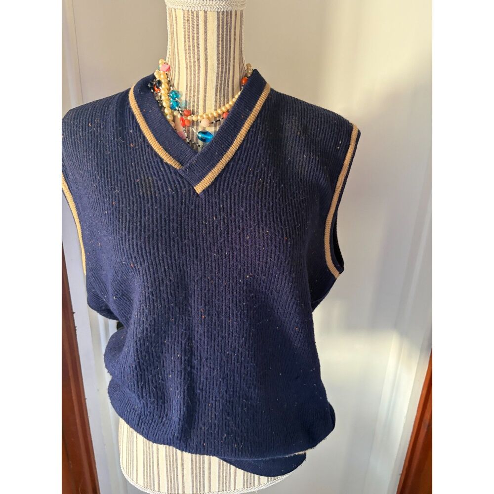 Bullocks's Vintage Navy Grandpacore Preppy Dark Academia Retro Collegiate Vest